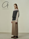 SWAYING 25 Early Spring Hanging Sleeve Colorblock Pullover SW-SW25PS1T03-HEIHUI Black and Gray SW25PS1T03